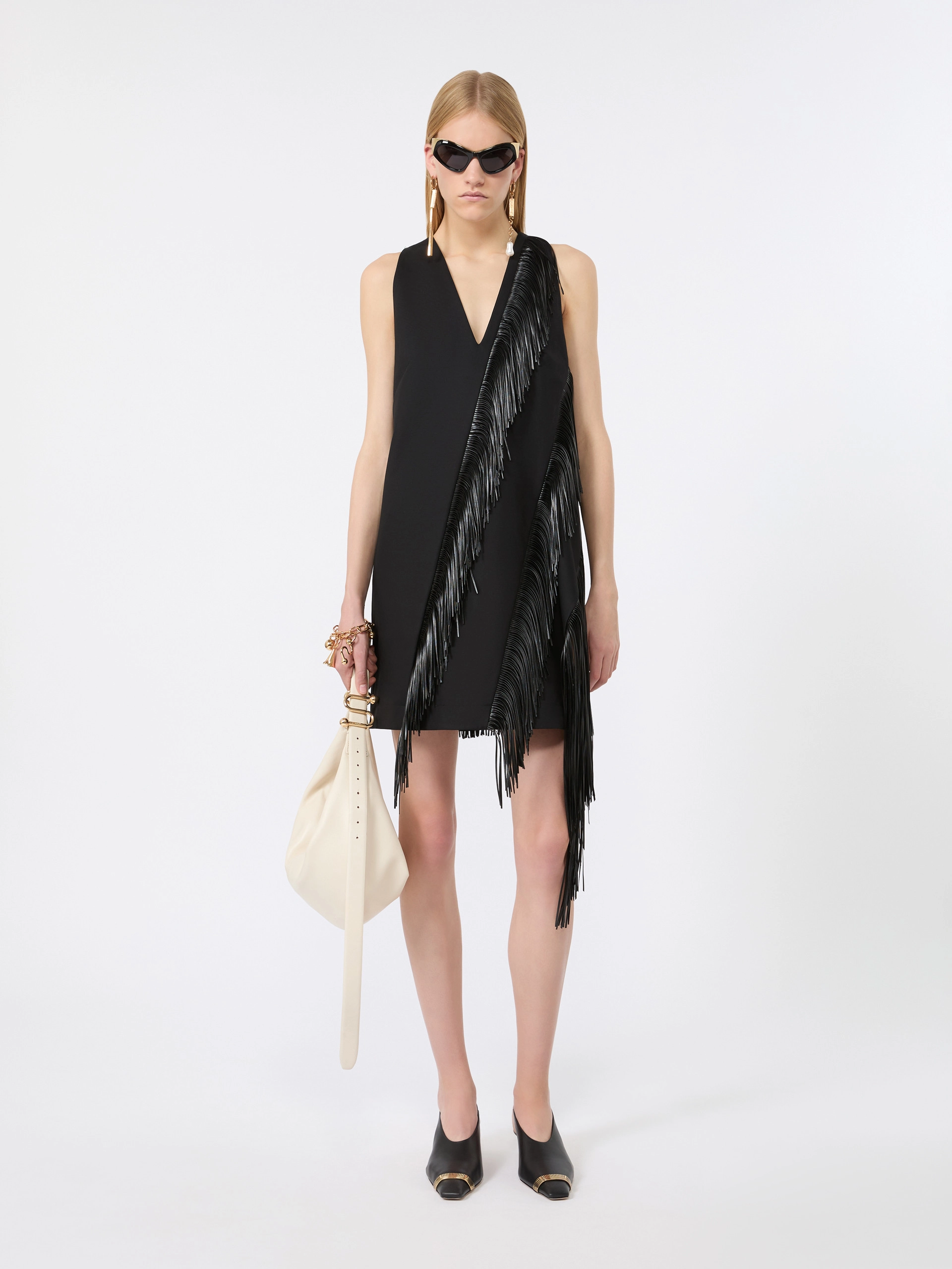 Fringed twill mini dress - BLACK - Sportmax