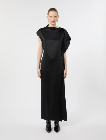 Long silk dress with ruffle detail - BLACK - Sportmax - 2