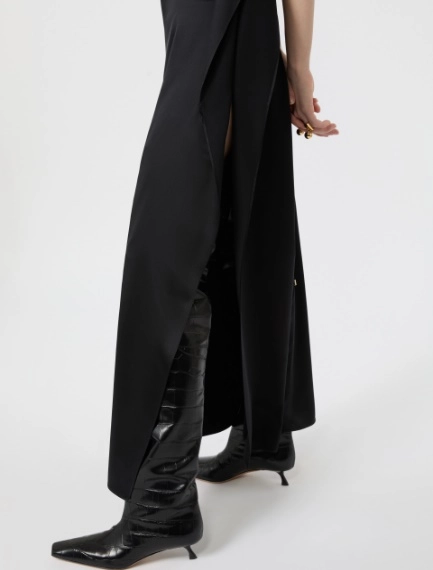 Long silk dress with ruffle detail - BLACK - Sportmax - 5