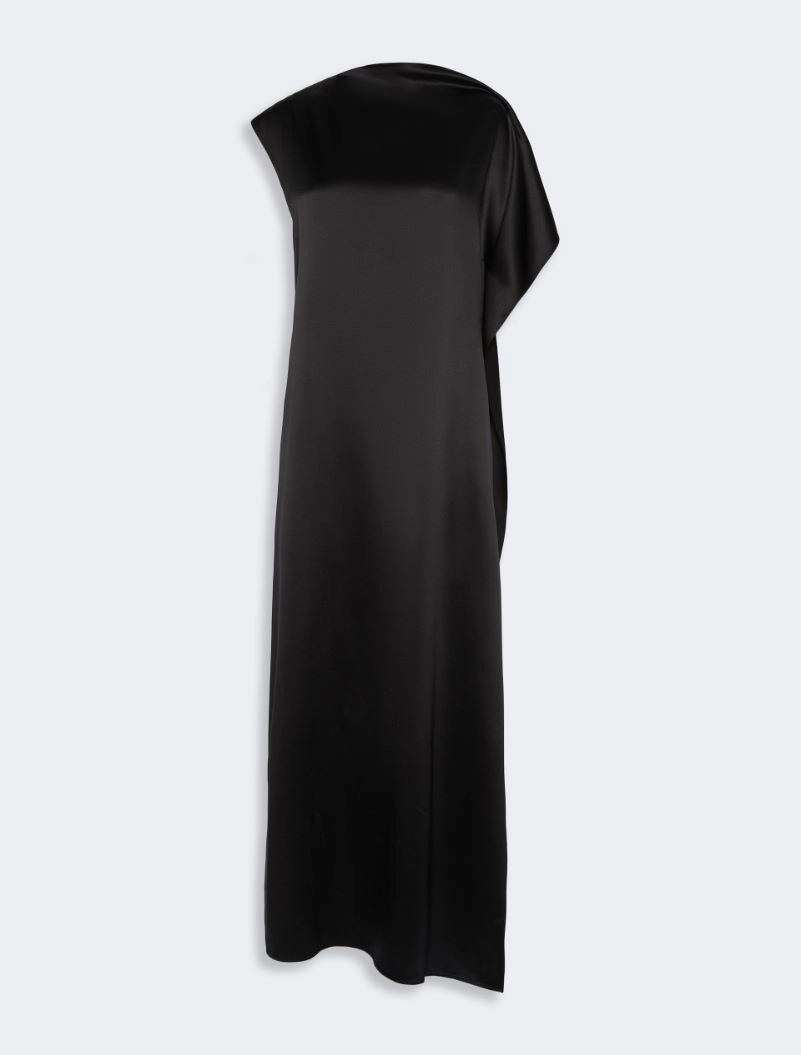 Long silk dress with ruffle detail - BLACK - Sportmax - 6