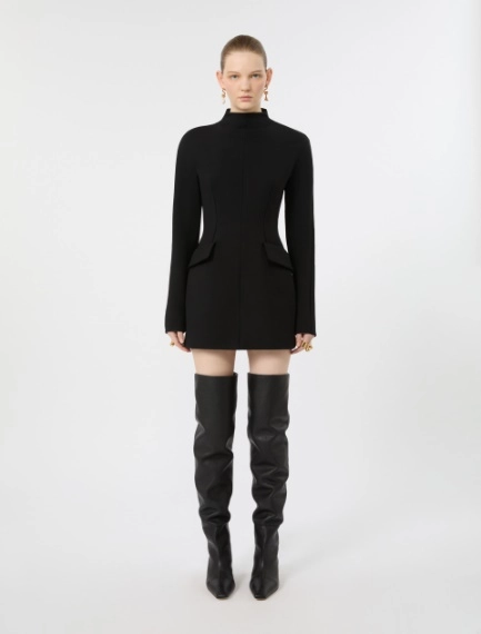 Abito corto a clessidra in misto lana stretch - NERO - Sportmax - 2