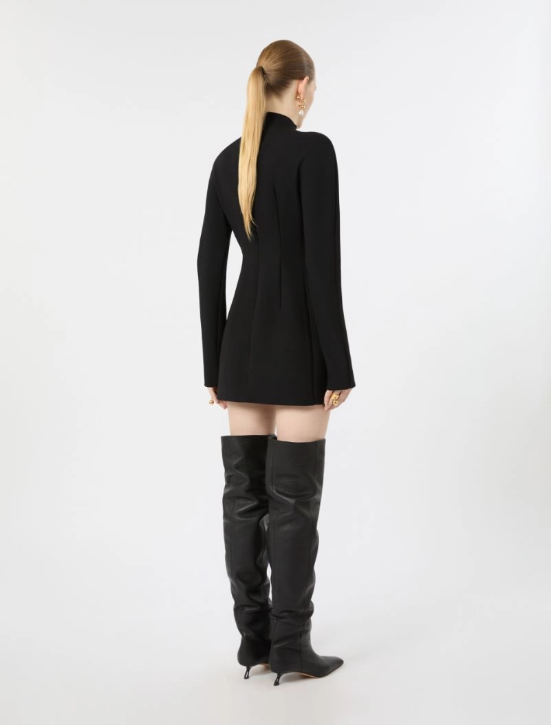 Abito corto a clessidra in misto lana stretch - NERO - Sportmax - 3