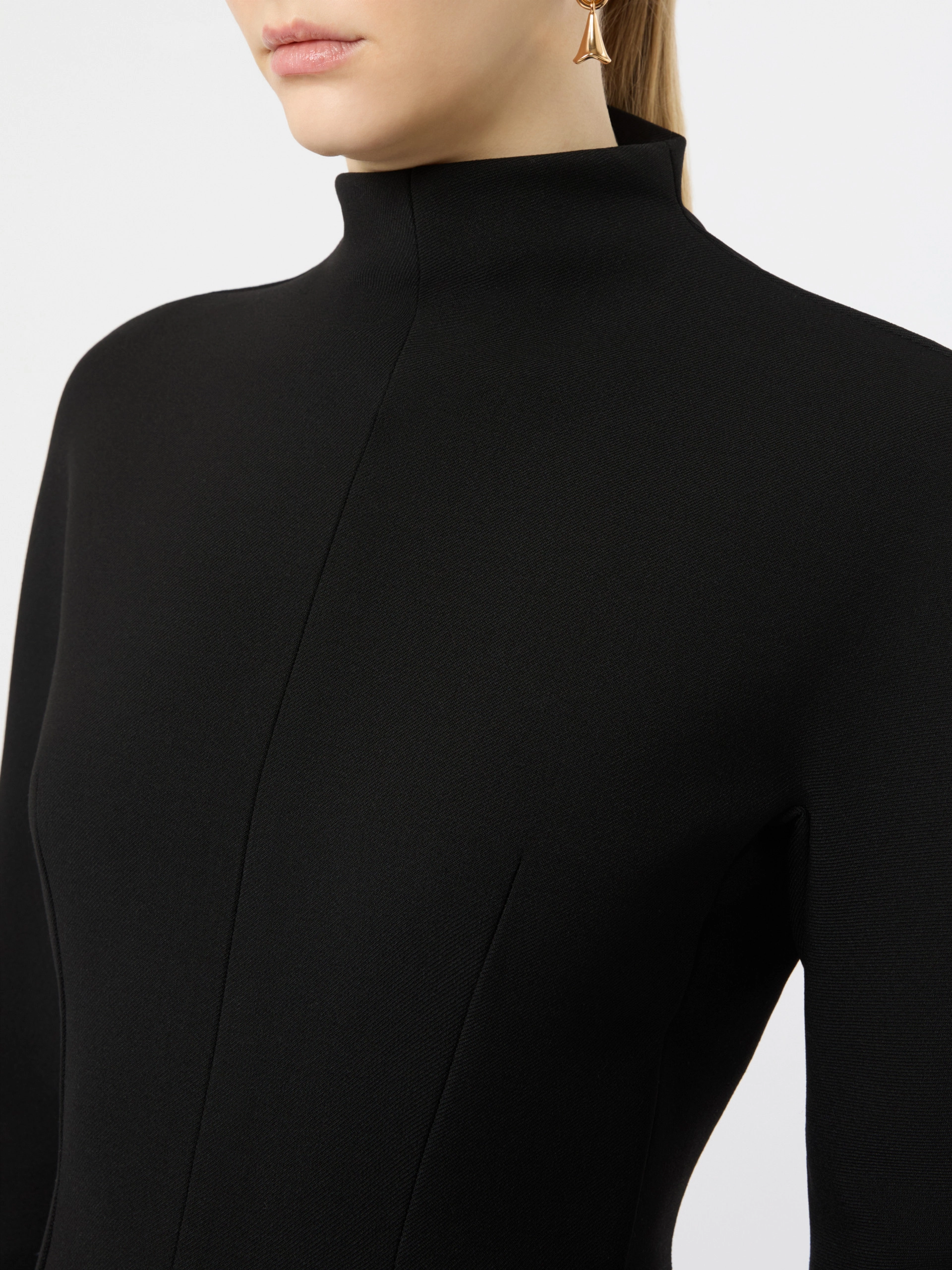 Abito corto a clessidra in misto lana stretch - NERO - Sportmax - 4