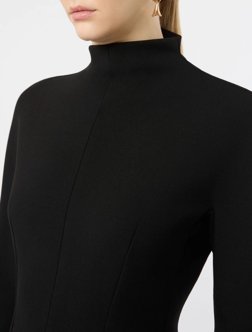 Abito corto a clessidra in misto lana stretch - NERO - Sportmax - 4