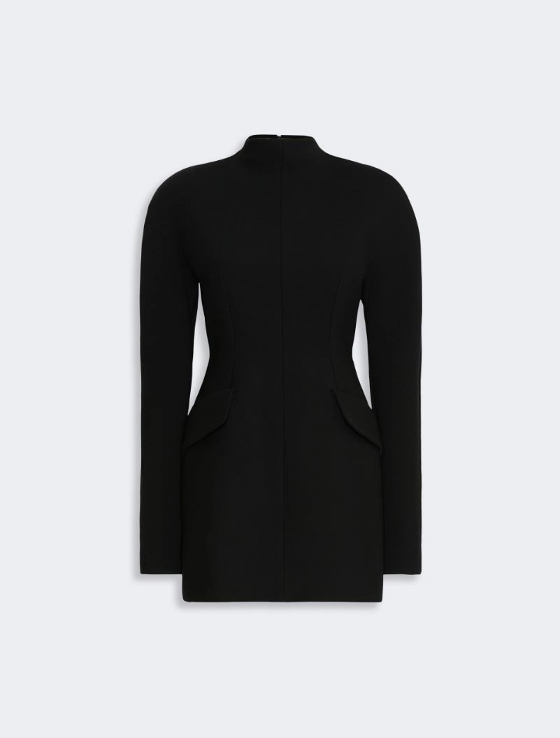 Abito corto a clessidra in misto lana stretch - NERO - Sportmax - 5