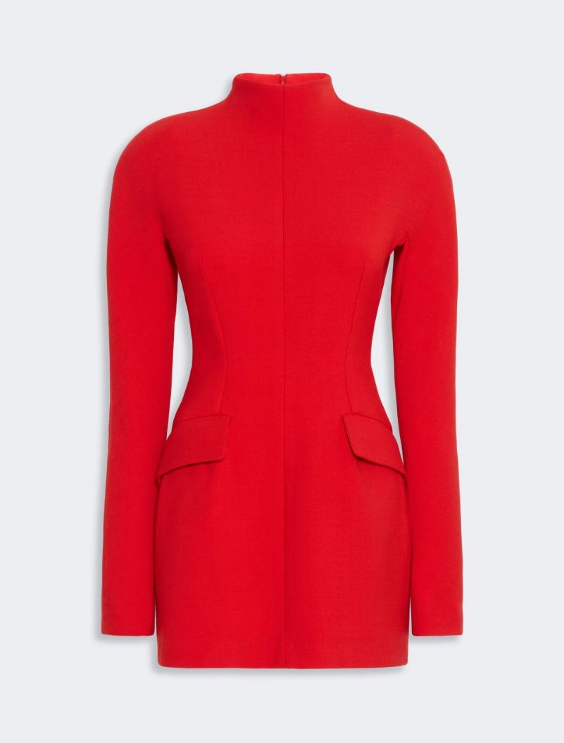 Short stretch wool-blend hourglass dress - RED - Sportmax - 5
