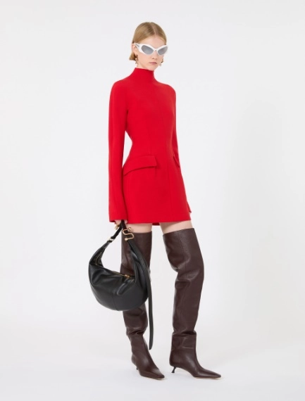 Short stretch wool-blend hourglass dress - RED - Sportmax - 1
