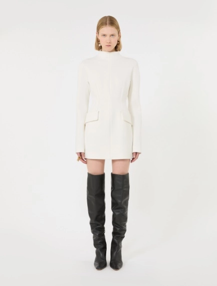 Short stretch wool-blend hourglass dress - MILK - Sportmax - 2