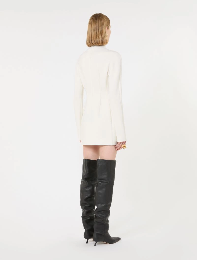 Short stretch wool-blend hourglass dress - MILK - Sportmax - 3