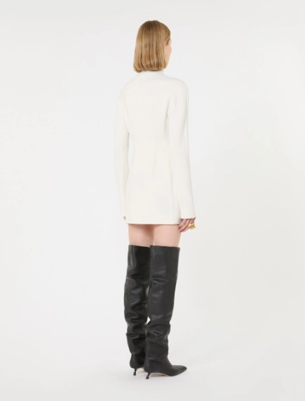 Short stretch wool-blend hourglass dress - MILK - Sportmax - 3