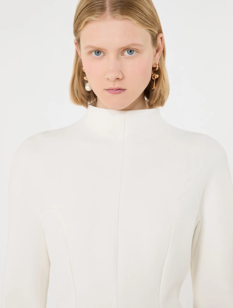Short stretch wool-blend hourglass dress - MILK - Sportmax - 4