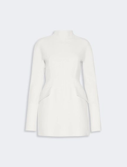 Short stretch wool-blend hourglass dress - MILK - Sportmax - 5
