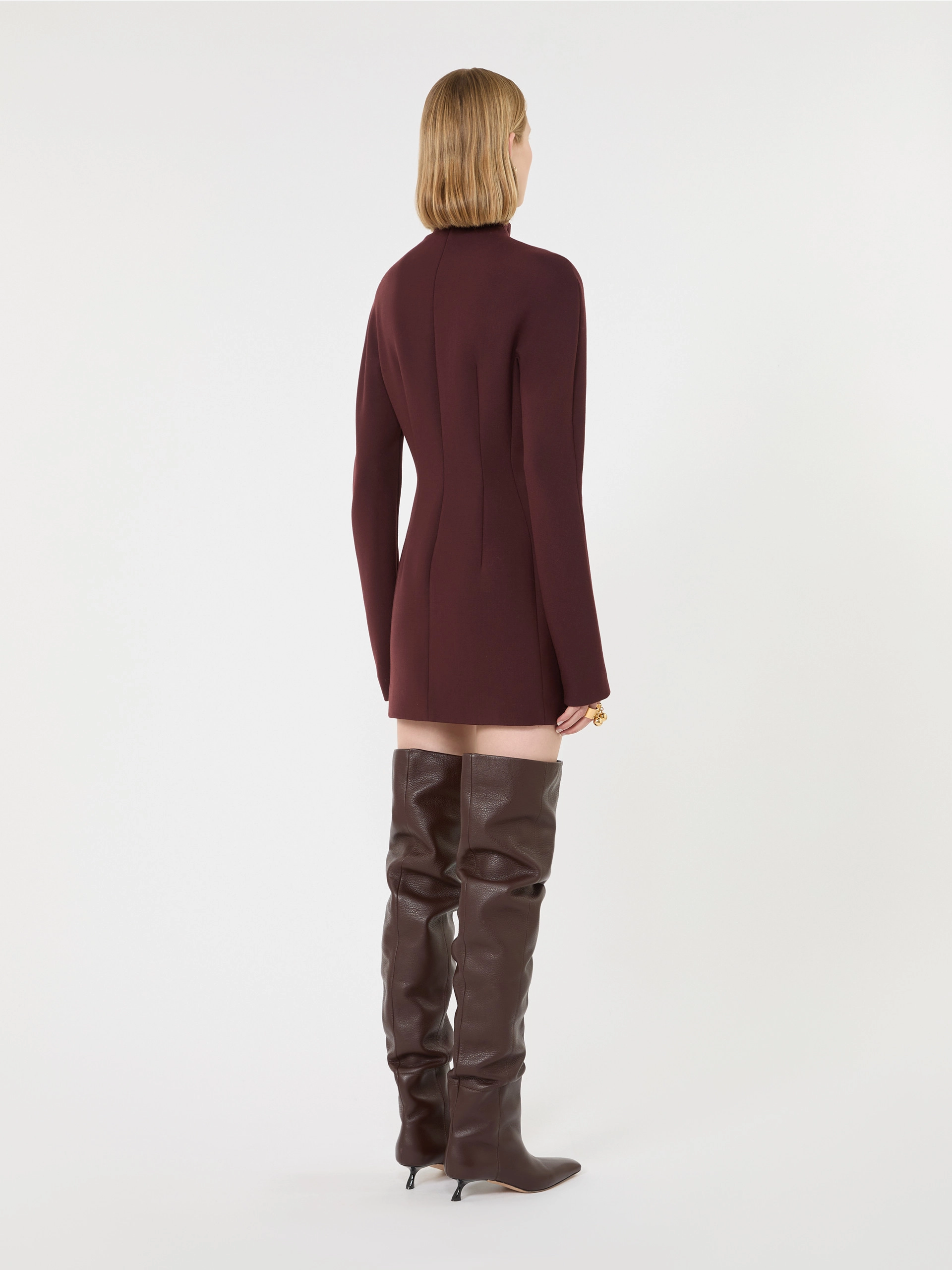 Robe sablier courte en laine mélangée stretch - ROUGE FONCE' - Sportmax - 3