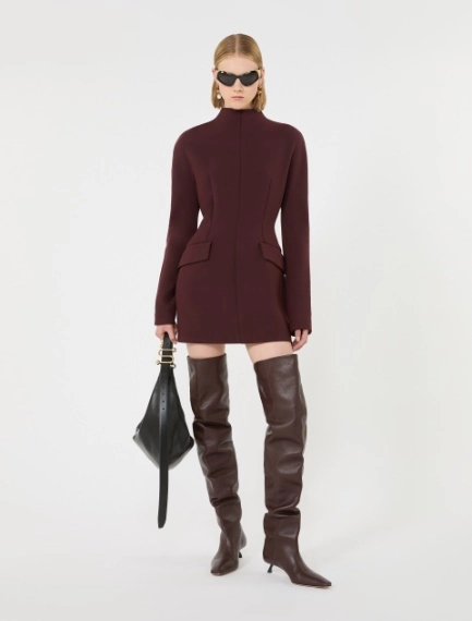 Robe sablier courte en laine mélangée stretch - ROUGE FONCE' - Sportmax - 1