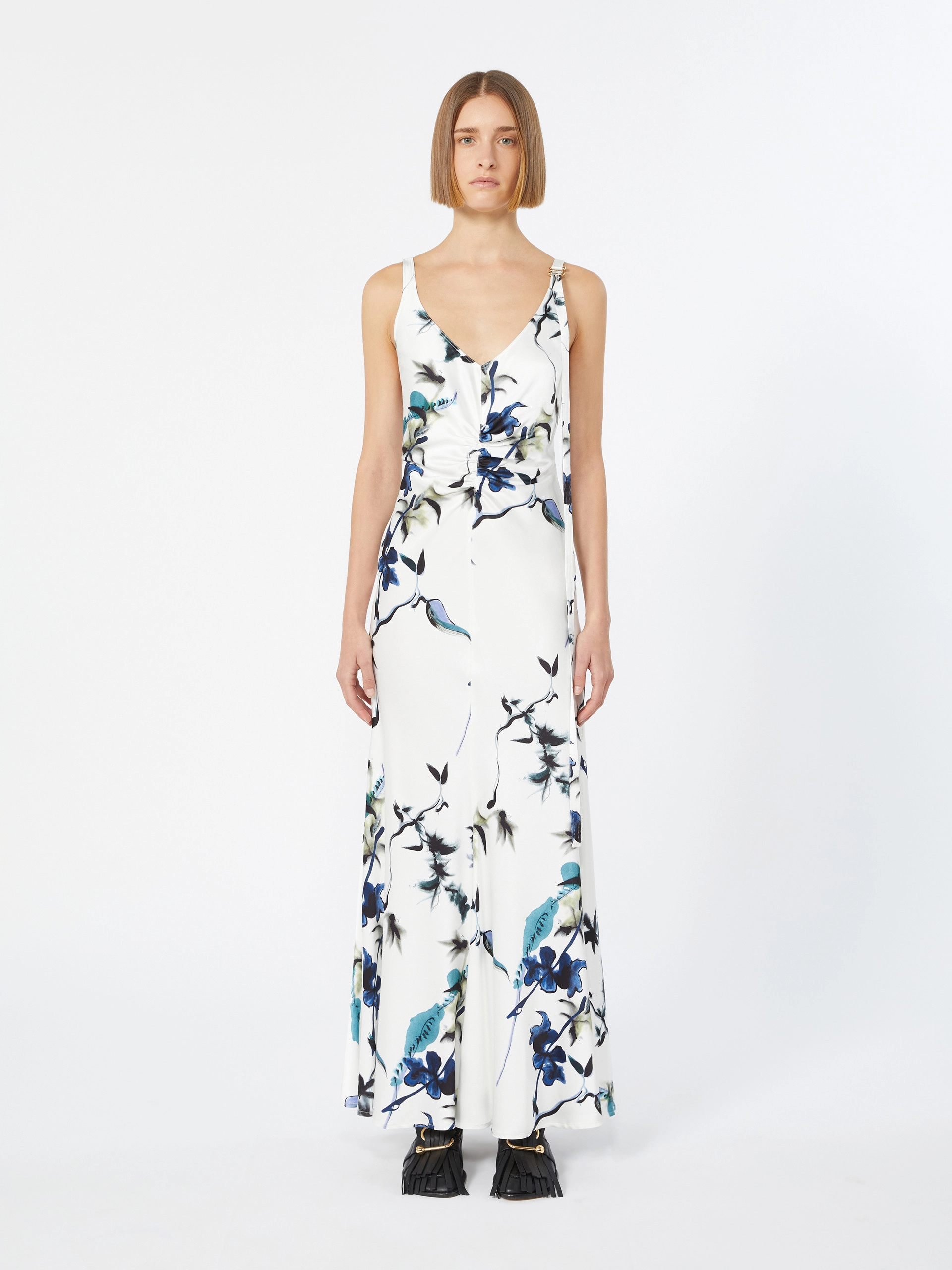 Slim-fit long satin dress - WHITE - Sportmax - 2
