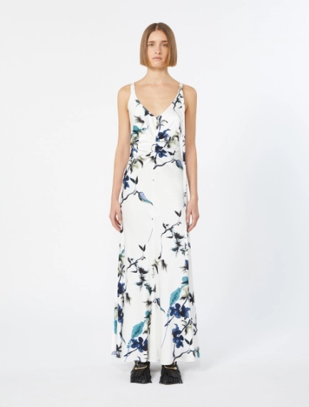 Slim-fit long satin dress - WHITE - Sportmax - 2