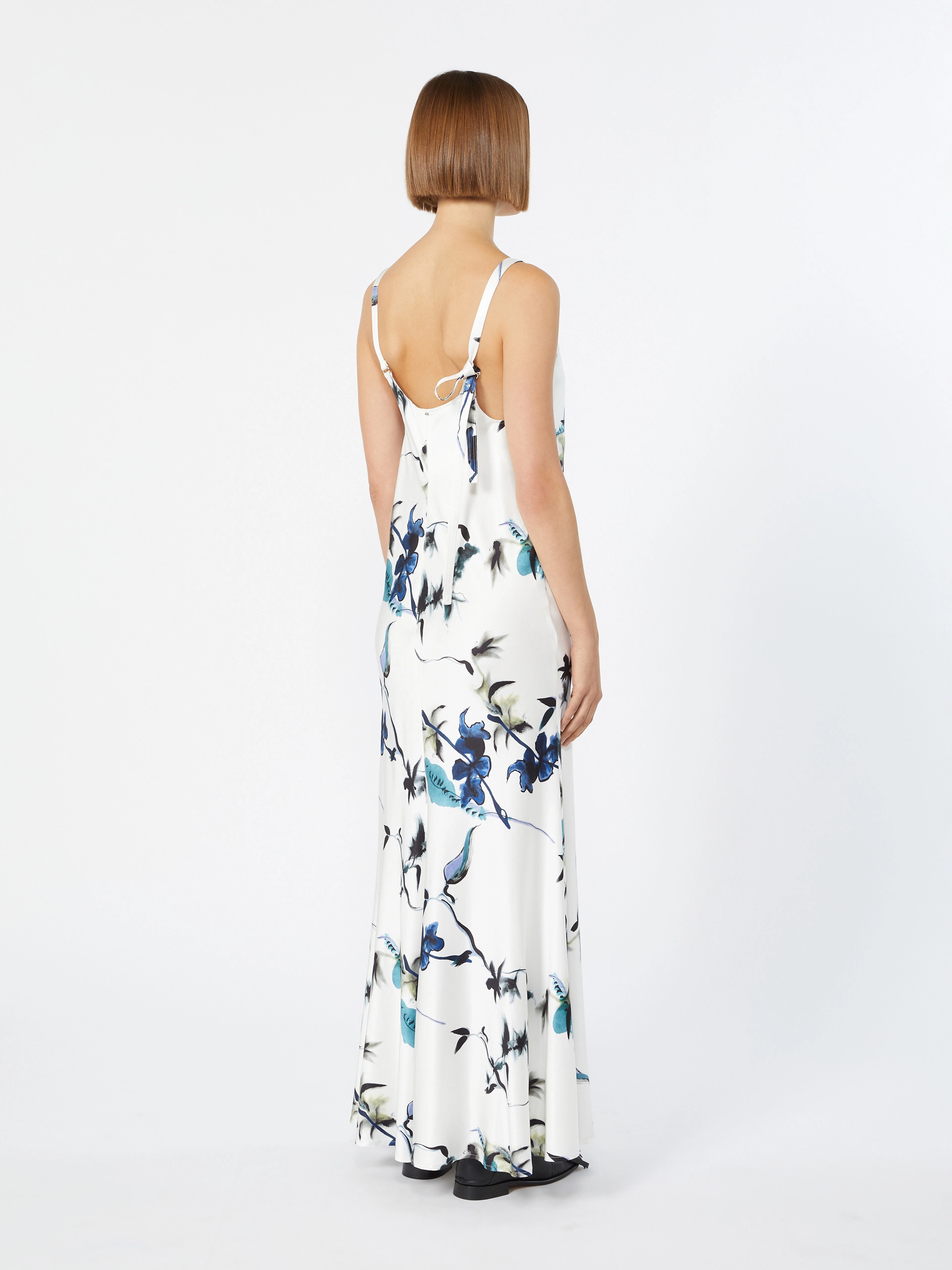 Slim-fit long satin dress - WHITE - Sportmax - 3