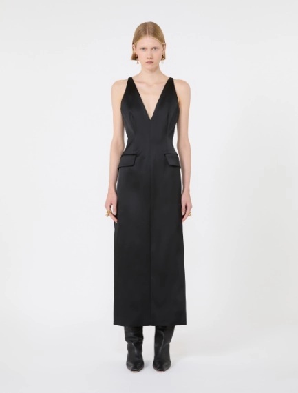 Long stretch satin dress - BLACK - Sportmax - 2