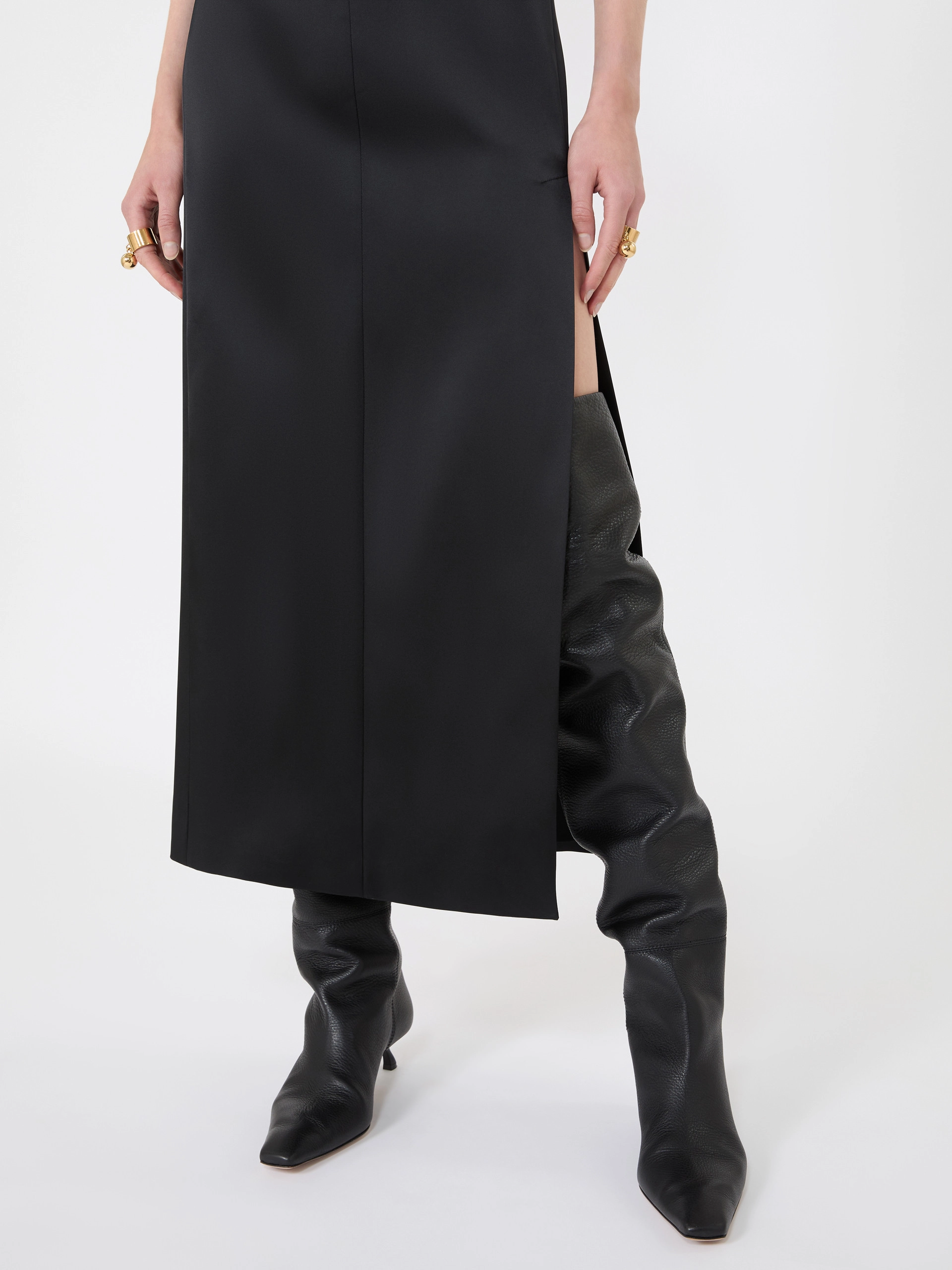 Long stretch satin dress - BLACK - Sportmax - 4