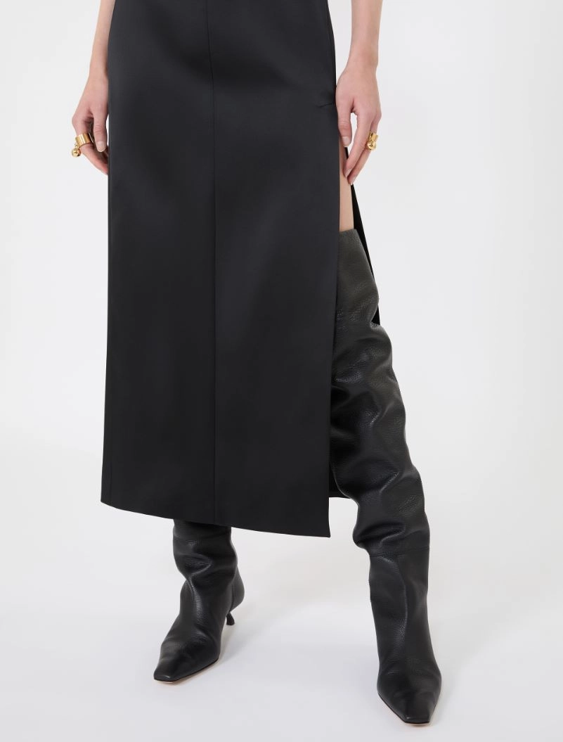 Long stretch satin dress - BLACK - Sportmax - 4