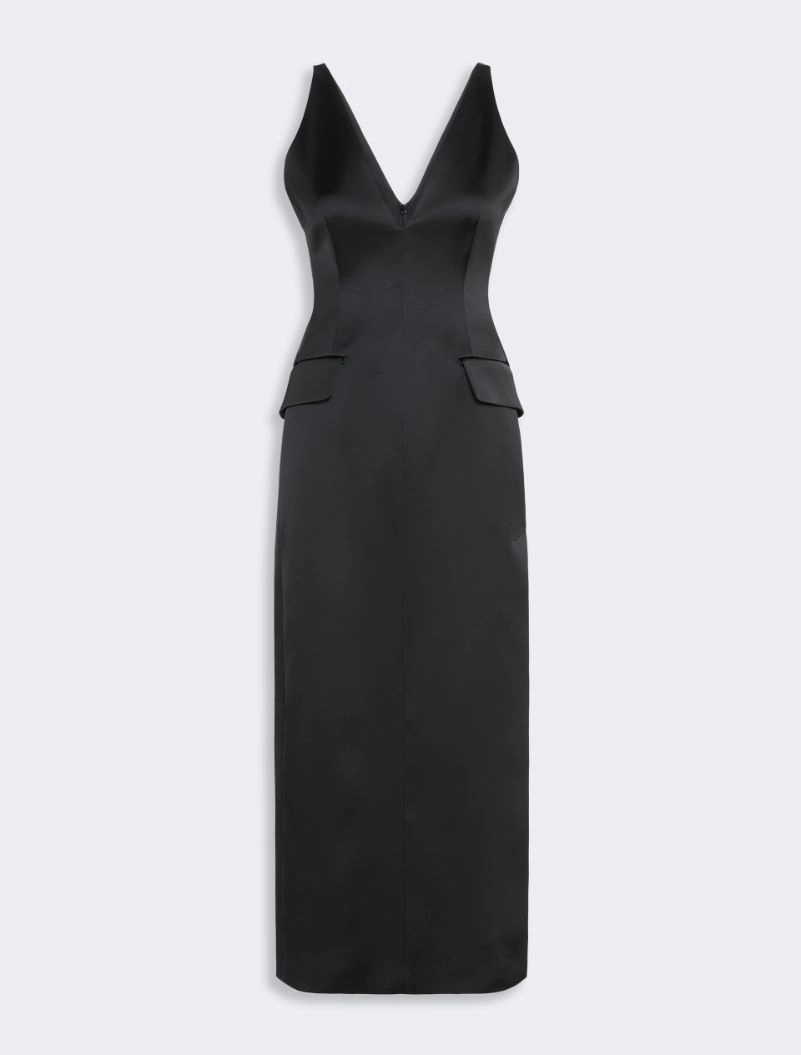 Long stretch satin dress - BLACK - Sportmax - 6