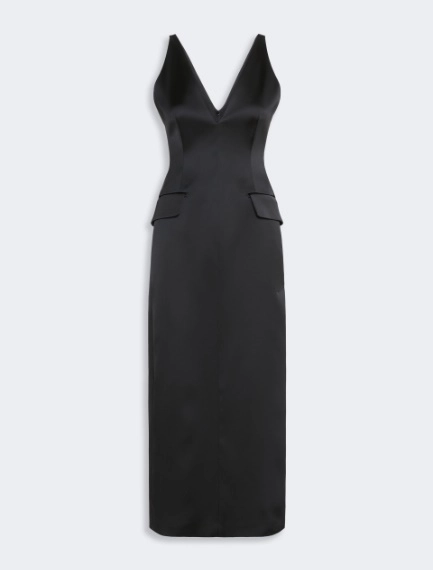 Long stretch satin dress - BLACK - Sportmax - 6