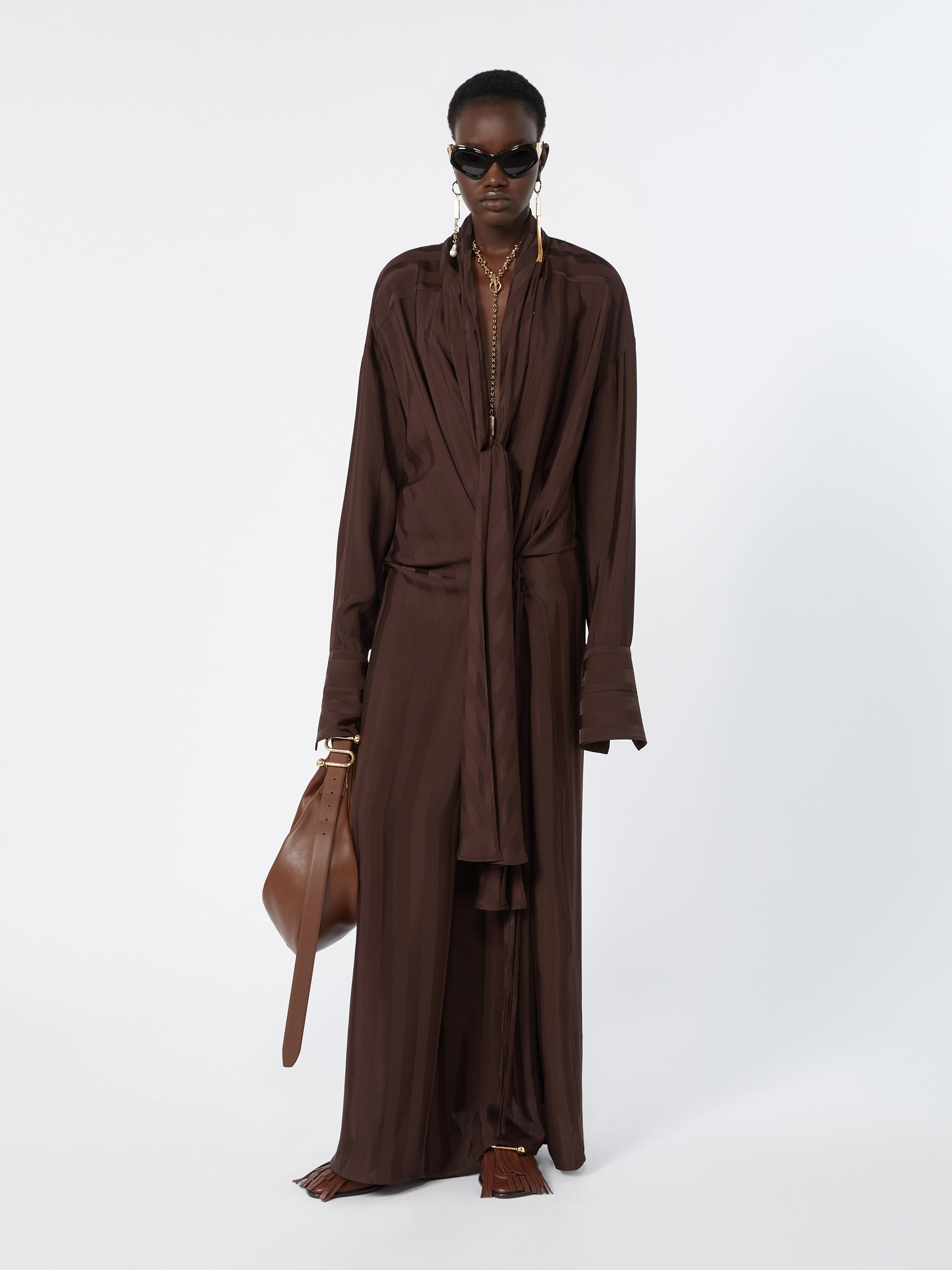 Long satin dress - CHOCOLATE - Sportmax