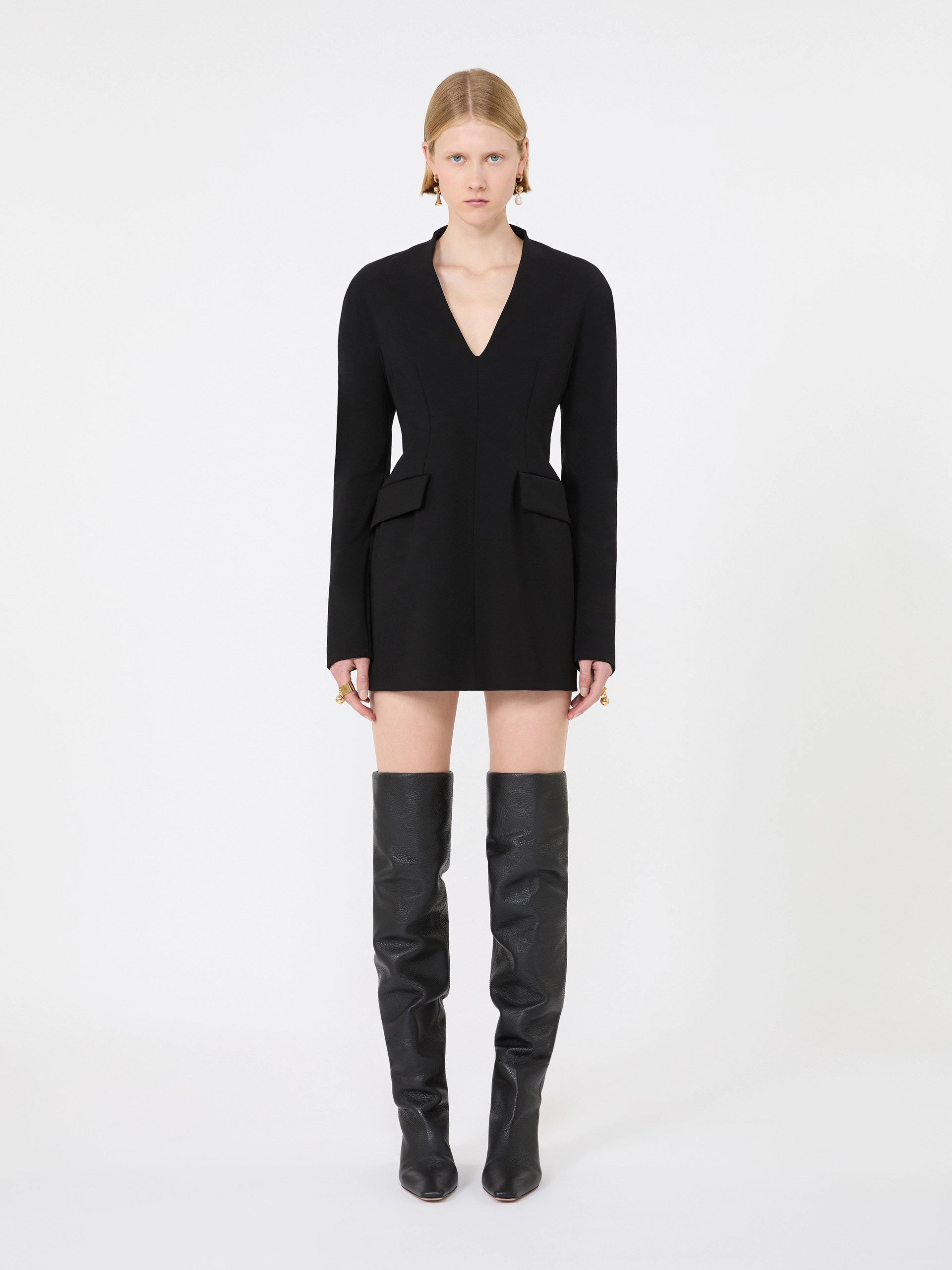 Stretch viscose-blend hourglass dress - BLACK - Sportmax - 2