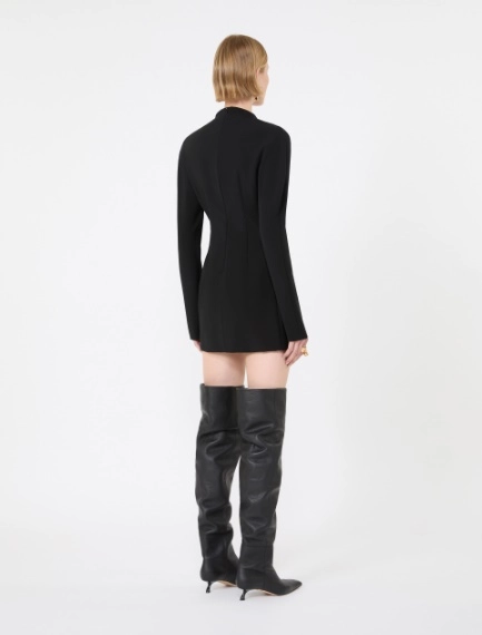Stretch viscose-blend hourglass dress - BLACK - Sportmax - 3