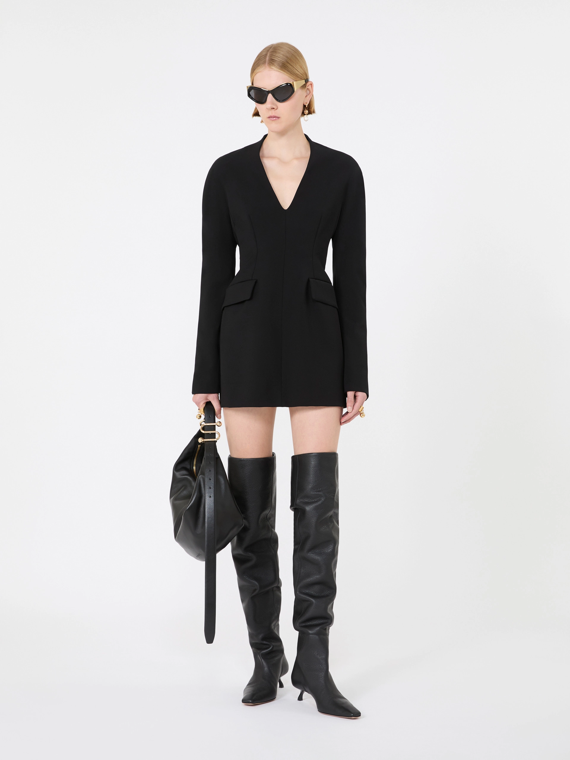 Stretch viscose-blend hourglass dress - BLACK - Sportmax