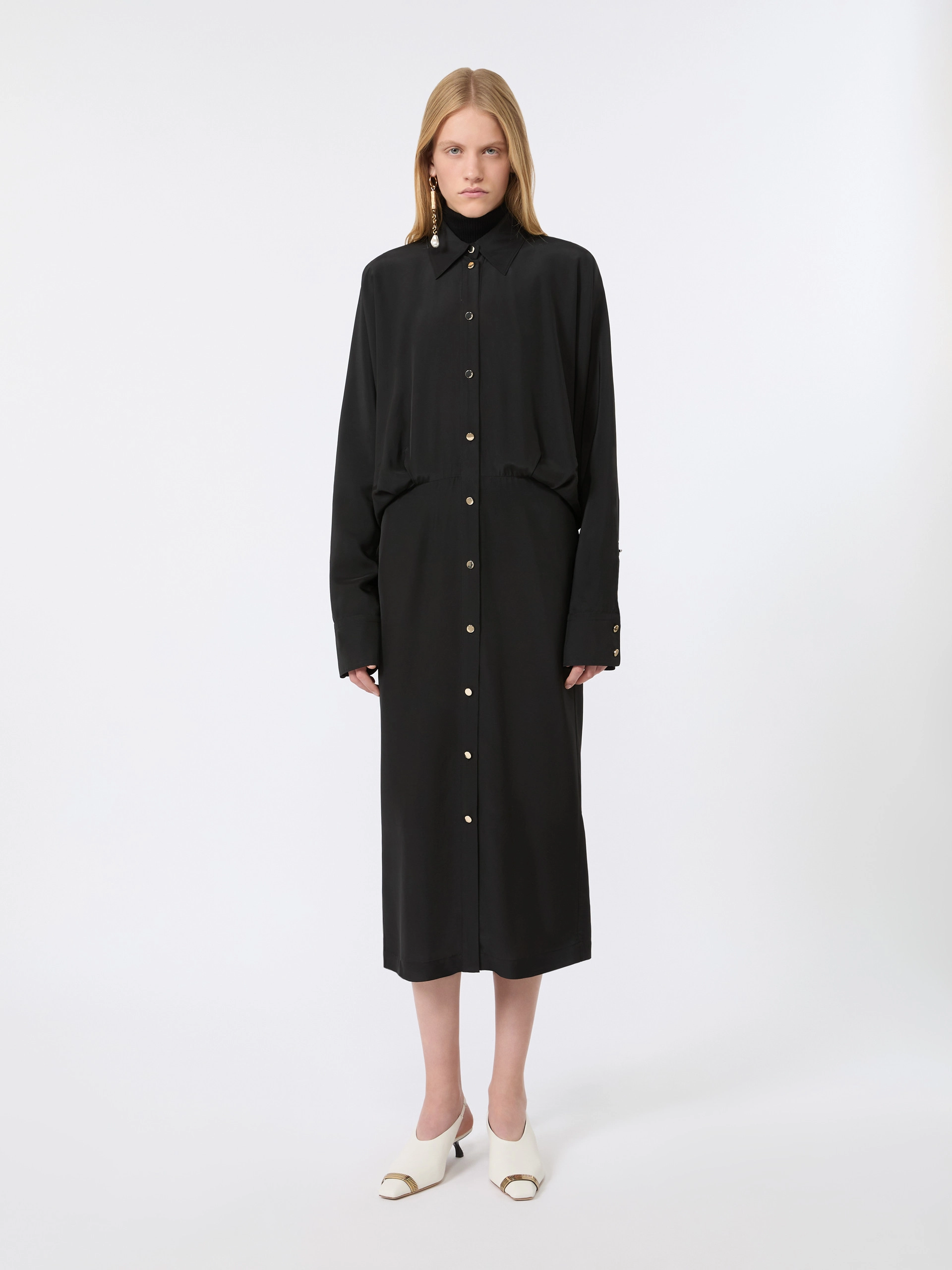 Oversized viscose shirt dress - BLACK - Sportmax - 2