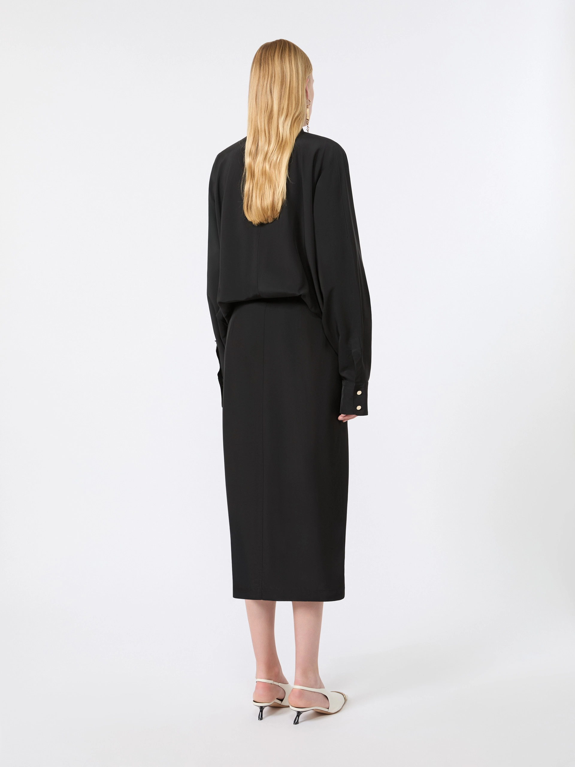 Oversized viscose shirt dress - BLACK - Sportmax - 3