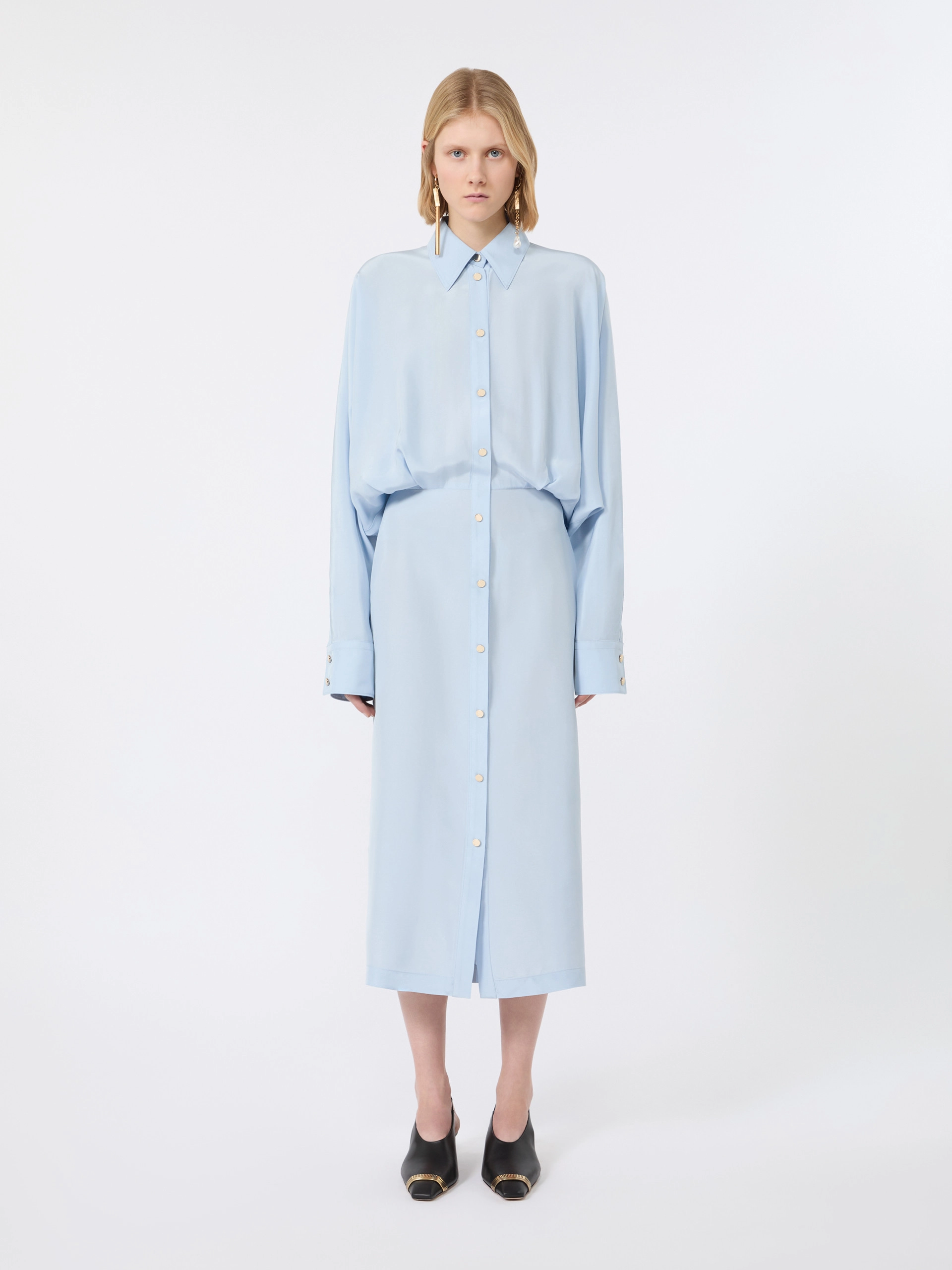 Robe-chemise surdimensionnée en viscose - GRIS MOYEN - Sportmax - 2