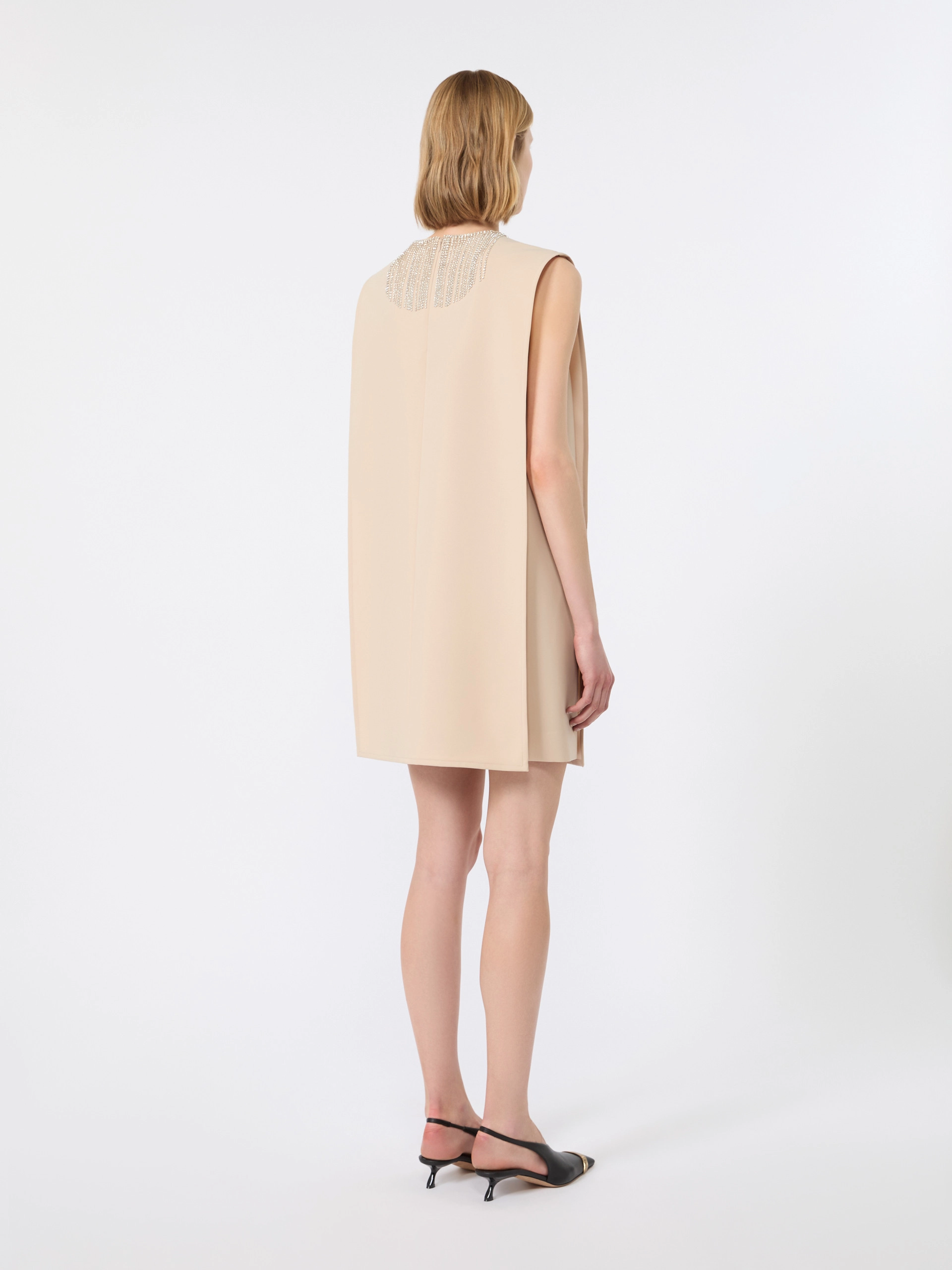 Rhinestone-adorned sleeveless cady mini dress - BEIGE - Sportmax - 3