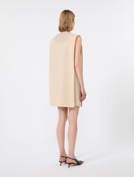 Rhinestone-adorned sleeveless cady mini dress - BEIGE - Sportmax - 3