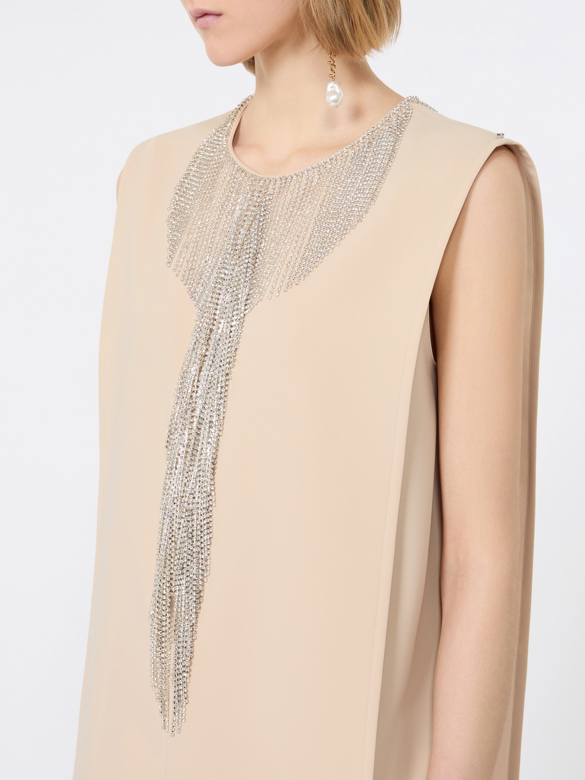 Rhinestone-adorned sleeveless cady mini dress - BEIGE - Sportmax - 4
