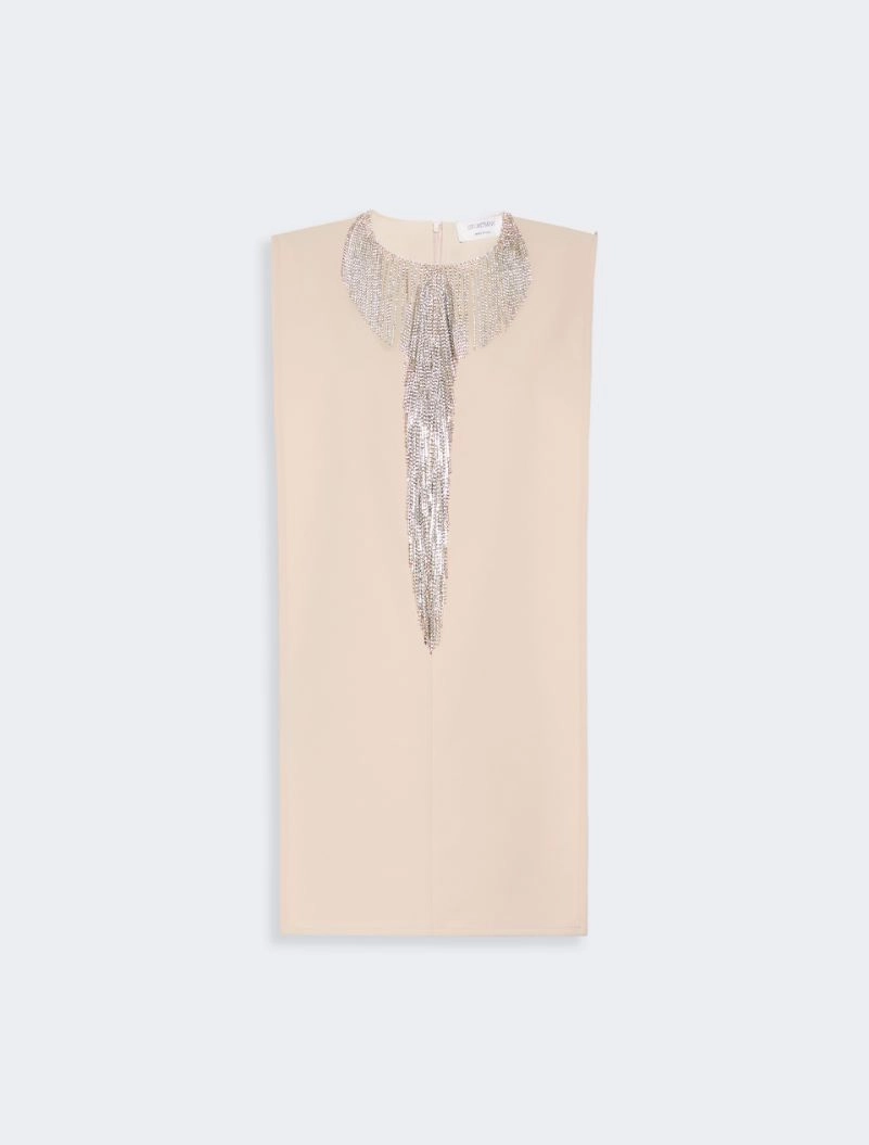 Rhinestone-adorned sleeveless cady mini dress - BEIGE - Sportmax - 5