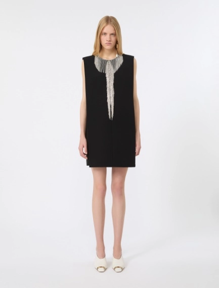 Rhinestone-adorned sleeveless cady mini dress - BLACK - Sportmax - 2