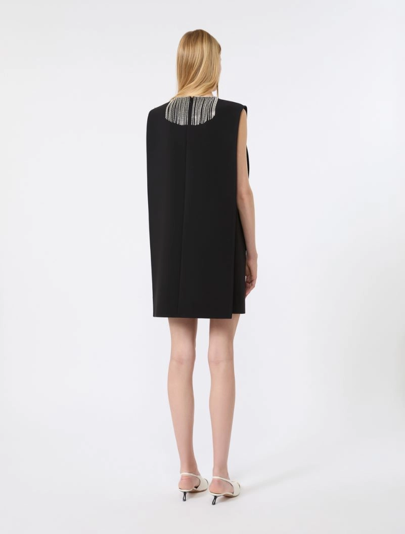 Rhinestone-adorned sleeveless cady mini dress - BLACK - Sportmax - 3