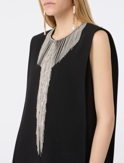 Rhinestone-adorned sleeveless cady mini dress - BLACK - Sportmax - 4