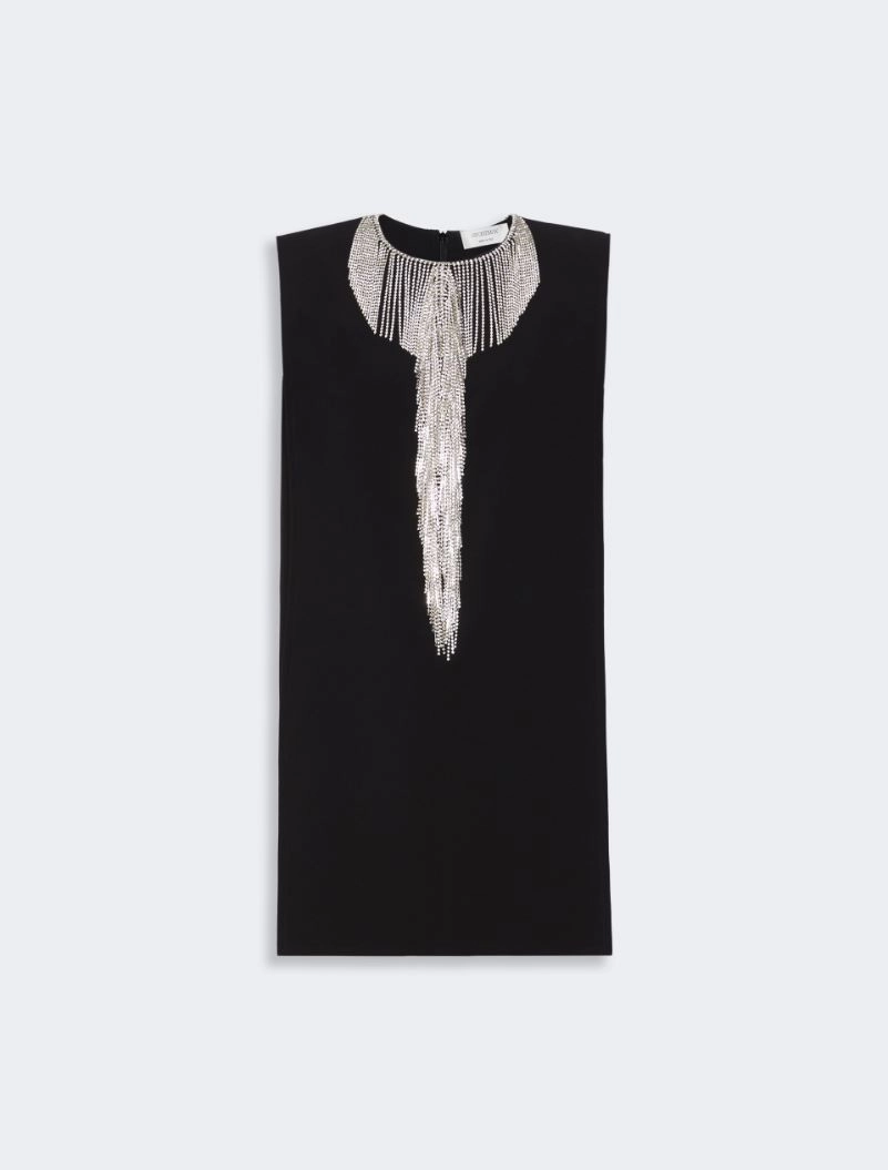 Rhinestone-adorned sleeveless cady mini dress - BLACK - Sportmax - 5
