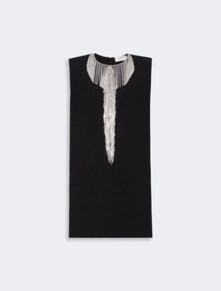 Rhinestone-adorned sleeveless cady mini dress - BLACK - Sportmax - 5