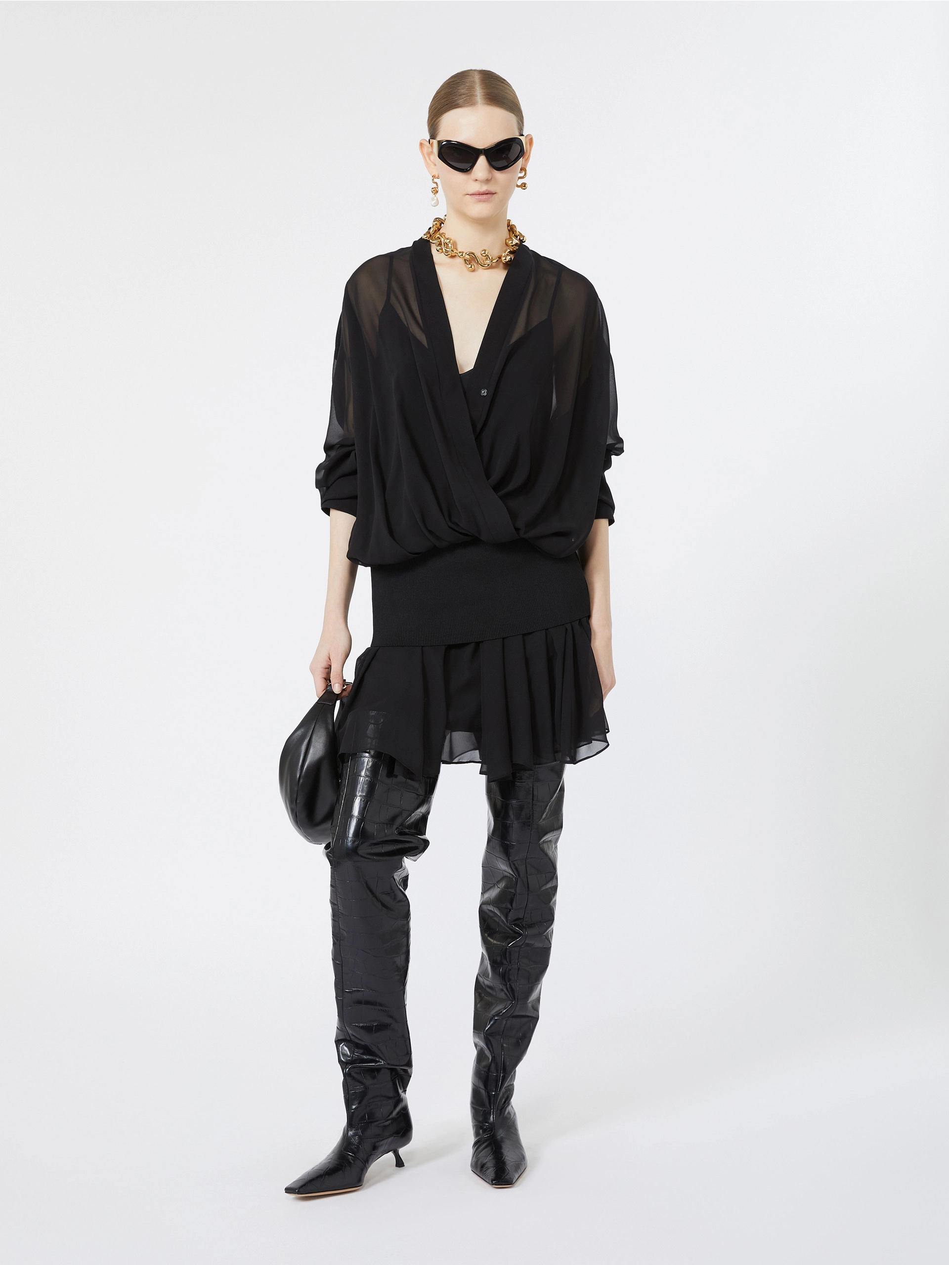 Short silk dress - BLACK - Sportmax