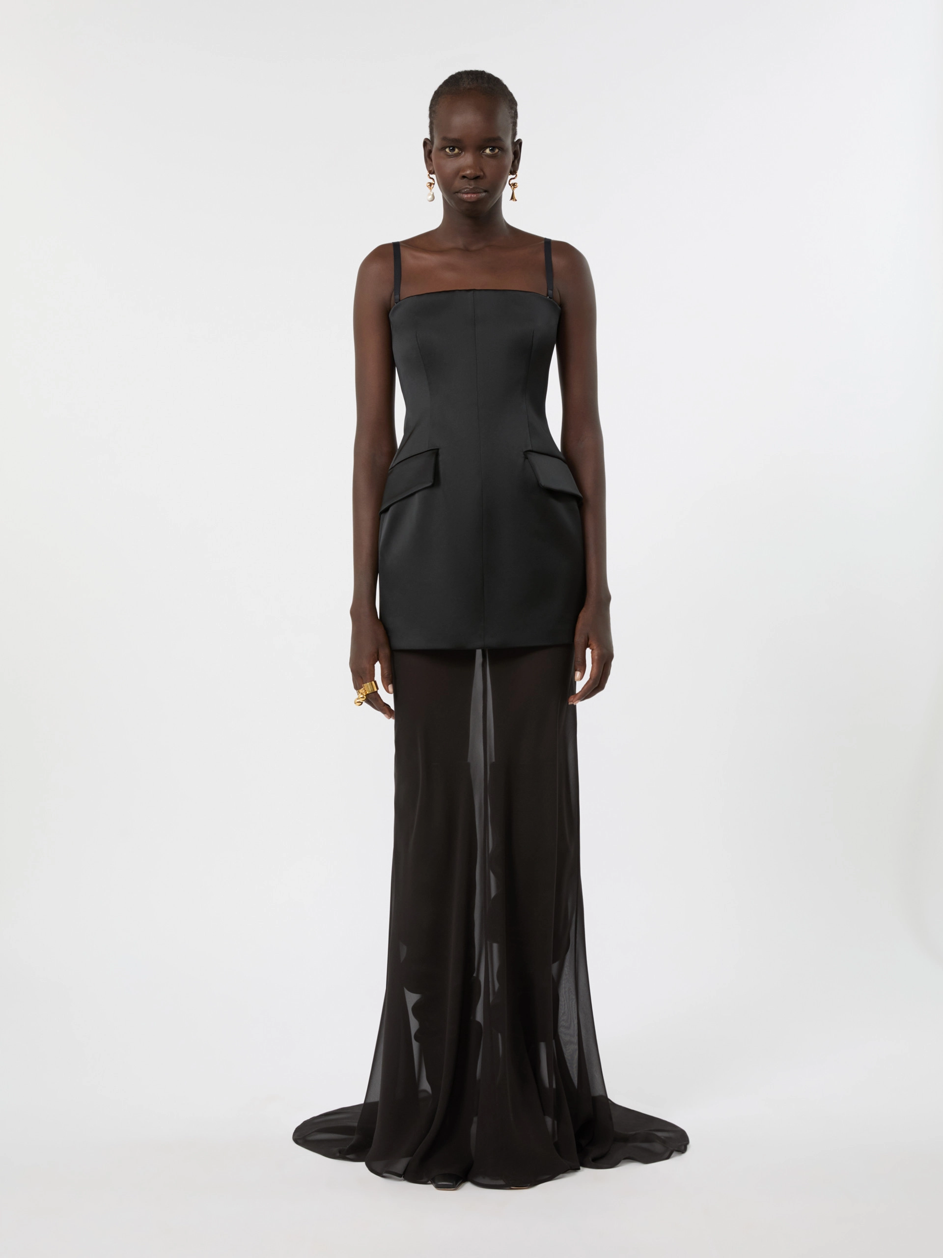 Long stretch satin two-piece dress - BLACK - Sportmax - 2