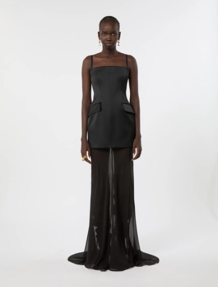 Long stretch satin two-piece dress - BLACK - Sportmax - 2