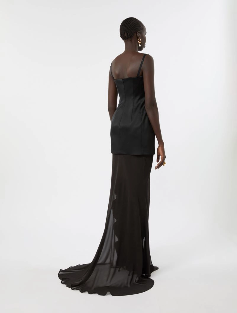 Long stretch satin two-piece dress - BLACK - Sportmax - 3