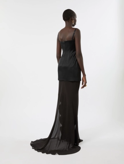 Long stretch satin two-piece dress - BLACK - Sportmax - 3