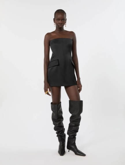 Long stretch satin two-piece dress - BLACK - Sportmax - 5