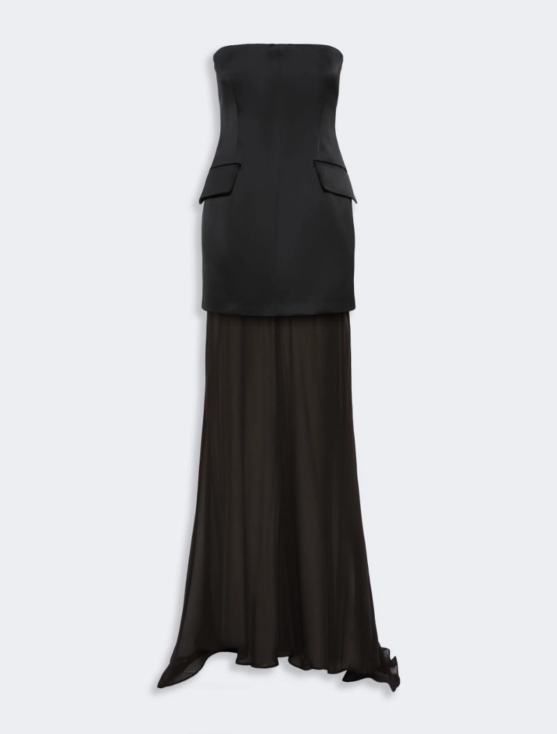 Long stretch satin two-piece dress - BLACK - Sportmax - 6