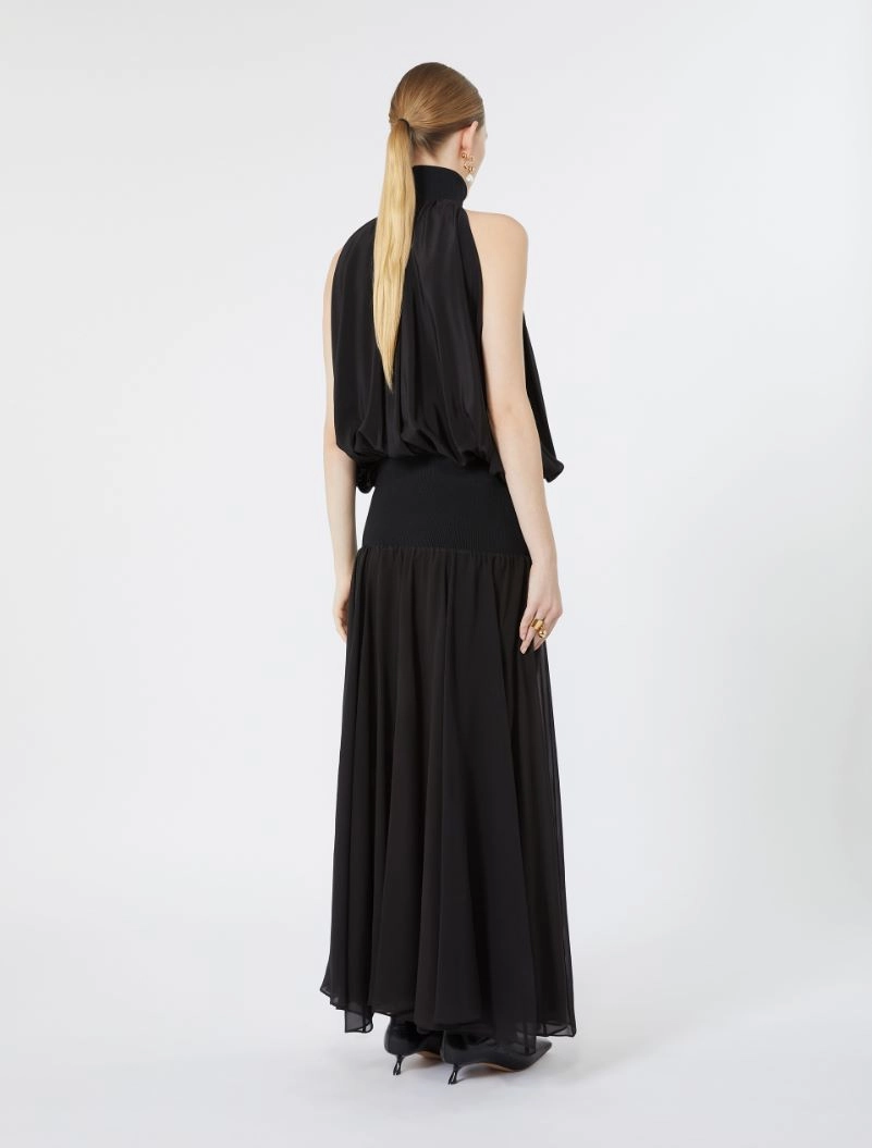 Long silk georgette dress - BLACK - Sportmax - 3